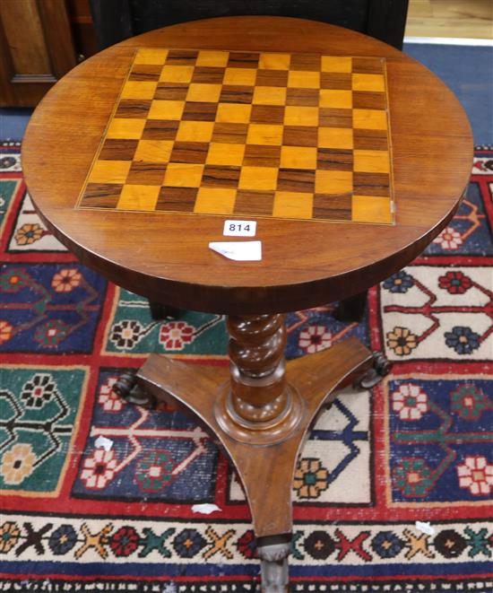 A Regency mahogany chessboard top table, 53cm